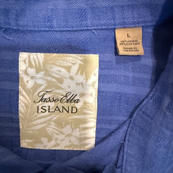 Tasso Elba Island Mens Sky Blue Long Sleeve Linen Cotton Shirt Blue Size Large - Picture 3 of 5
